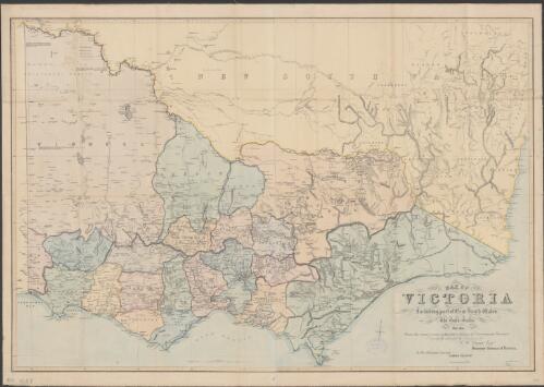 Map of Victoria [cartographic material] : including part of New South Wales, the gold fields &c. &c. / from the most recent authorities & latest Government surveys respectfully dedicated by permission to C.W. Ligar Esqr. Suveyor General of Victoria by his obedient servant James Grieve