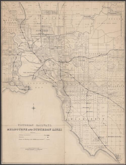 Victorian railways, Melbourne and suburban lines [cartographic material] / Railway Department, Melbourne, Oct. : 1884