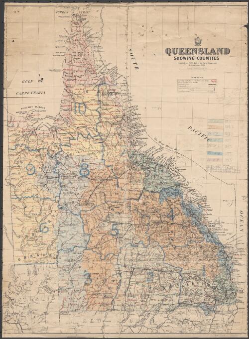 Queensland showing counties [cartographic material] / compiled and published at the Survey Department, Brisbane