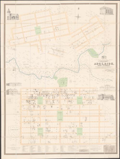 To her most Gracious Majesty Adelaide, the Queen Dowager, this map of Adelaide, South Australia, shewing the nature and extent of every building of the city, as surveyed and laid down by G.S. Kingston, Esqre. is by special permission dedicated by Her Majesty's very obedient servants, George S. Kingston & Edward Stephens, the proprietors, through their agents, Edward J. Wheeler & Co., London [cartographic material]