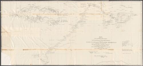 Map showing the explorations and discoveries in South Australia and Western Australia made by the Elder Scientific Exploring Expedition [cartographic material] : originated and equipped by Sir Thomas Elder G.C.M.G. F.R.G.S. under the auspices of the South Australian and Victorian branches of the Royal Geographical Society of Australasia commanded by David Lindsay F.R.G.S., Memb S.A.I. Surv. 1891-2 / compiled and drawn by D. Lindsay and L.A. Wells