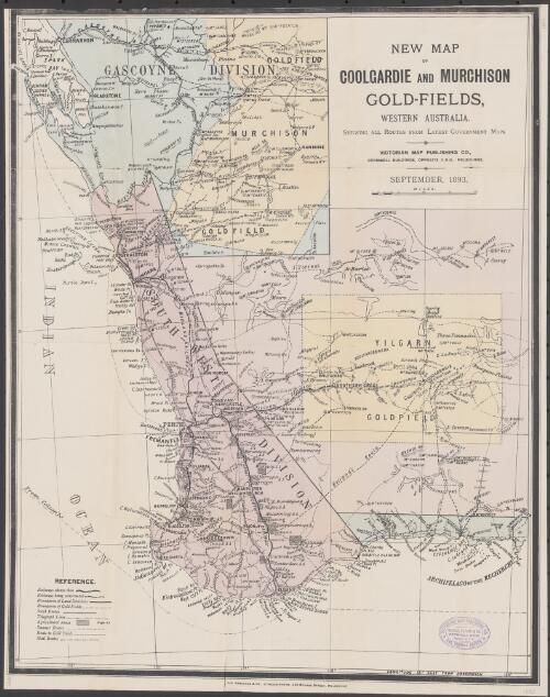 New map of Coolgardie and Murchison gold-fields, Western Australia, shewing all routes from latest government maps, September 1893 [cartographic material]