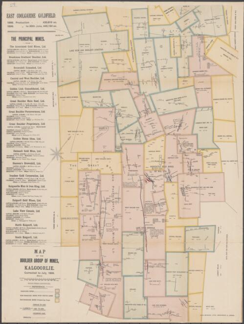 Map of the Boulder Group of mines, Kalgoorlie [cartographic material] : corrected to July, 1899