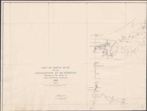 Copy of rough plan shewing explorations by Mr Winnecke [cartographic material] / prepared in the Office of the Surveyor General