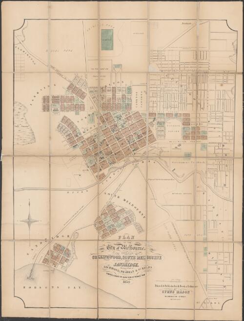Plan of the city of Melbourne embracing Collingwood, South Melbourne and Sandridge, shewing part of Richmond, Prahran & St. Kilda [cartographic material] / compiled under the direction of Thomas Ham ; engraved by W. Knight