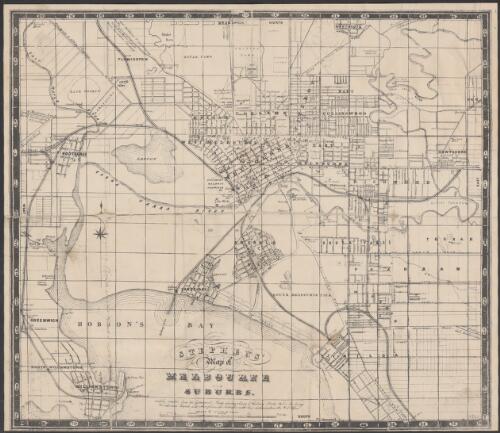 Stephen's map of Melbourne and suburbs [cartographic material] : carefully compiled from the Government maps, showing lines of railways, streets, public buildings, churches and chapels, and other places of interest with their distance from the Post Office