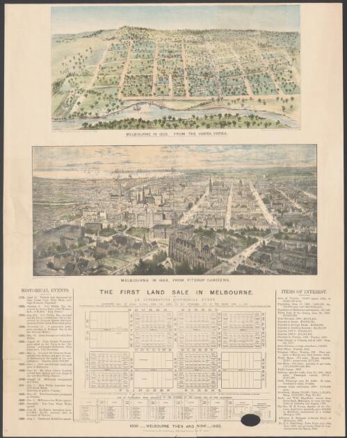 1838-1888 Melbourne then & now [cartographic material] : together with The first land sale and present value / M.L. Hutchinson