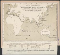 Map showing the overland mail & sea routes between Europe and Australia ...