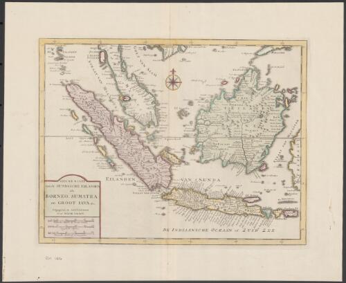 Nieuwe kaart van de Sundasche Eilanden als Borneo, Sumatra en Groot Java &c. [cartographic material] / uitgegeven te Amsterdam door Isaak Tirion
