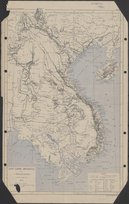 Indo-Chine Orientale [cartographic material] / par J.L. Dutreuil de Rhins, Capitaine au Long Cours