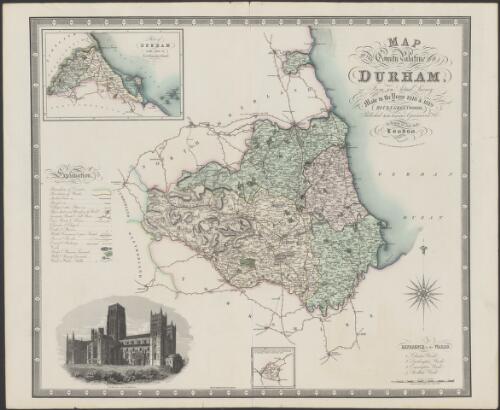Map of the county palatine of Durham [cartographic material] : from an actual survey made in the years 1818 & 1819 / by D & I. Greenwood ; engraved by J. & C. Walker, 47 Bernard St, Russel Sqe