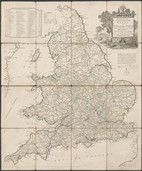 Kitchin's enlarged map of the roads of England & Wales [cartographic material] : with the exact distances by the mile stones between town and town