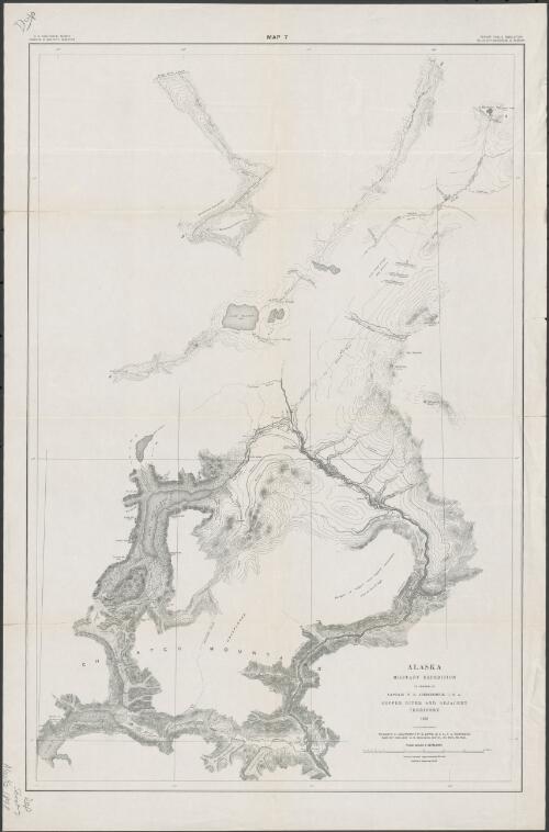 Alaska military expedition in charge of Captain W.R. Abercrombie, U.S.A. Copper River and adjacent territory 1898 [cartographic material] / Topography by Lieutenant P.G. Lowe, U.S.A., F.C. Schrader, Assistant Geologist, U.S. Geological Survey, and Emil Mahlo