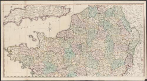 Correct map of France, according to the new divisions into metropolitan circles, departments & districts [cartographic material] : as decreed by the National Assembly, January 15th 1790 from a reduced copy of Monsr. Cassini's large map with the addition of the adjacent countries from the latest surveys / Neele Sculp, 352 Strand