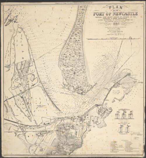 Plan of the Port of Newcastle [cartographic material] : reduced from recent surveys by officers of the Harbours & Rivers Department / outer soundings by Captn. F.W. Sidney, R.N