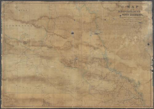 Map of the Burke and Kennedy dis[tricts], north Queensland : shewing towns, mail routes, squatting stations, gold fields, rivers, creeks, ranges, lines of electric telegraph &c. &c. &c. [cartographic material] / drawn and published by J. Jones
