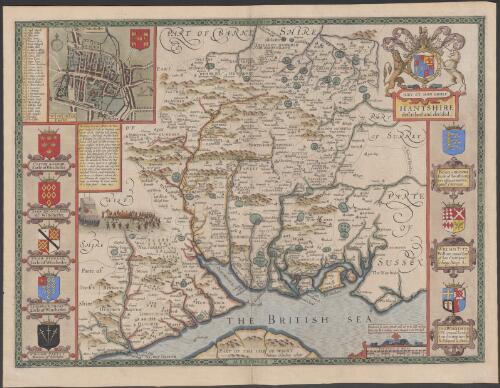 Hantshire described and devided [cartographic material] / performed by John Speed ; Jodocus Hondius caelavit
