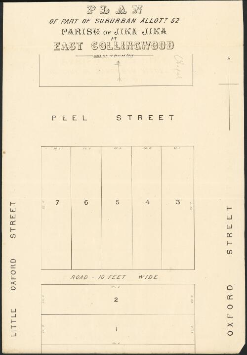 Plan of part of suburban allott. 52, Parish of Jika Jika at East Collingwood [cartographic material]