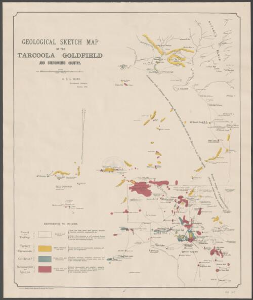 Geological sketch map of the Tarcoola goldfield and surrounding country [cartographic material] / H.Y.L. Brown, Government geologist