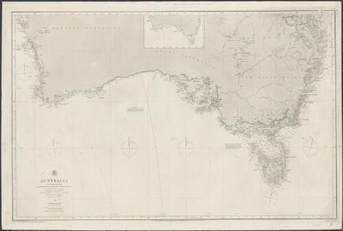 Australia, southern portion [cartographic material] : from the surveys of Captains Flinders, King, Wickham, Stokes, Owen Stanley, & Denham, R.N. to 1860 : compiled by Mr F.J. Evans, Master R.N. 1860 ; with additions from surveys in progress 1874 ; drawn by S. Horsfield, Hydrographic Office ; engraved by J.& C. Walker