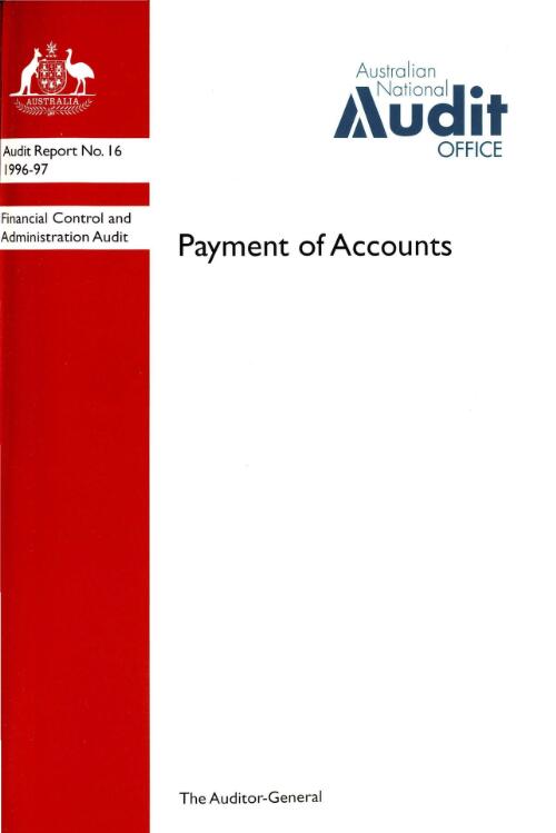 Payment of accounts / Australian National Audit Office