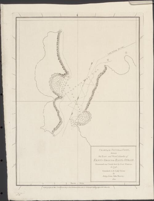Chart of the sound and coves between the East and West Islands of Kent's Group in Bass's Strait [cartographic material] : discovered and sailed thro by Lieut: Flinders in 1798 ; examined in the Lady Nelson by Acting Lieut. John Murray, 1801
