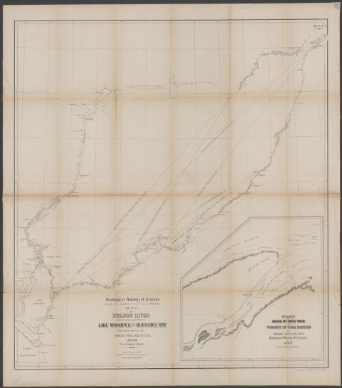 Map of Nelson River and the boat-route between Lake Winnipeg and Hudson's Bay [cartographic material] : from track-surveys / by Robert Bell, M.D., F.G.S., C.E. ; George Andrews, draftsman