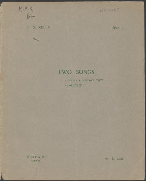 Two songs, op. I [music] : 2. Aghadoe / F.S. Kelly