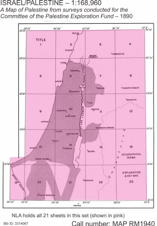 Palestine [cartographic material] : from the surveys conducted for the Committee of the Palestine Exploration Fund and other sources / compiled by George Armstrong and revised by Colonel Sir Charles W. Wilson K.C.B., F.R.S., &c. and Major C.R. Conder D.C.L., R.E