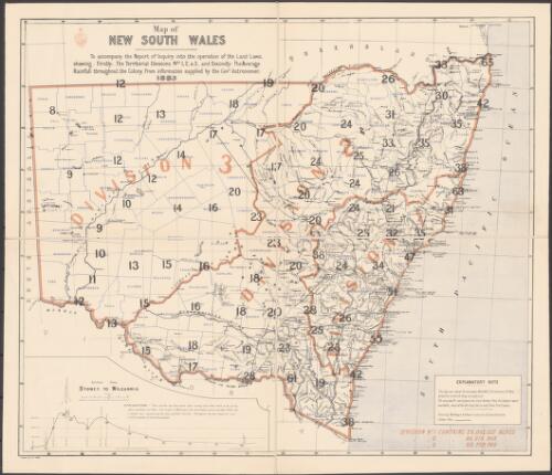 Map of New South Wales : to accompany the Report of inquiry into the operation of the Land laws / compiled by J.A.C. Willis