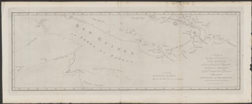 A chart of Captn. Carteret's discoveries at New Britain [cartographic material] : with part of Captn. Cooke's passage thro Endeavour Streights & of Captn. Dampier's tract & discoveries in 1699, & 1700 at New Guinea and New Britain / engraved by W. Whitchurch, Pleasant Row Islington