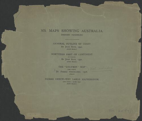 Ms. maps showing Australia [cartographic material] : (reduced facsimiles)