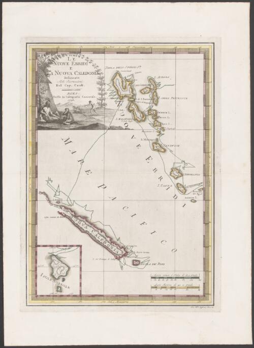 Le Nuove Ebridi e la Nuova Caledonia [cartographic material] / delineale sulle osseruazioni del Cap. Cook ;Gio. Ma. Cassini som. iac