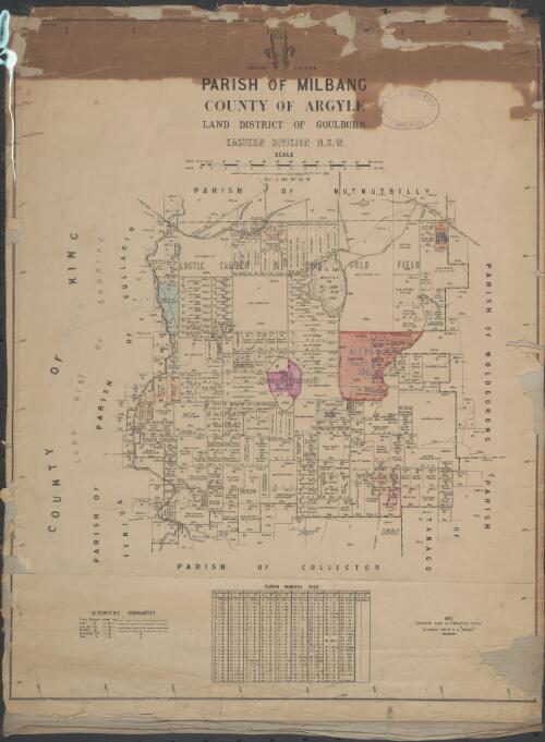 Parish of Milbang, county of Argyle, land district of Goulburn [cartographic material] / compiled, drawn and printed at the Department of Lands, Sydney
