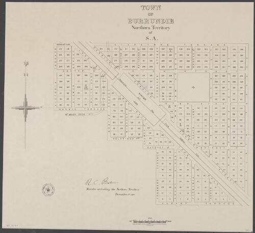 Town of Burrundie, Northern Territory of S. A. [cartographic material] / Frazer S. Crawford, photo-lithographer