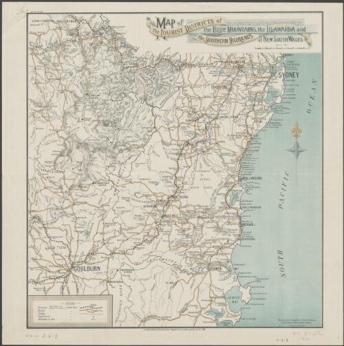Map of the tourist districts of the Blue Mountains, the Illawarra and the Southern Highlands of New South Wales [cartographic material] / R.W. Vale and J.M. Black
