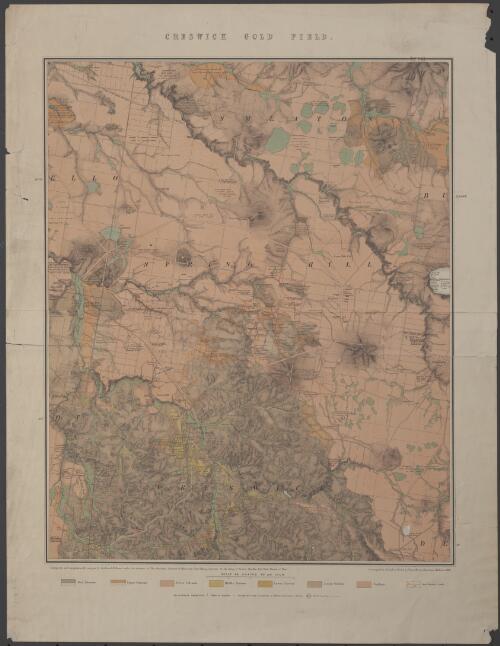 Creswick gold field / [cartographic material] / geologically and topographically surveyed by Ferdinard M. Krause under the direction of Thos. Couchman, Secretary for Mines and chief Mining Surveyor for the Colony of Victoria, The Hon. Robt. Clark Minister for Mines
