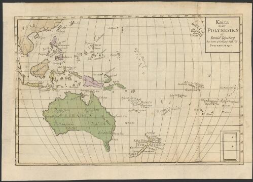 Karta over Polynesien [cartographic material] / af Daniel Djurberg, Rect. Ledam, of Cosmograf. Salsk. i Ups