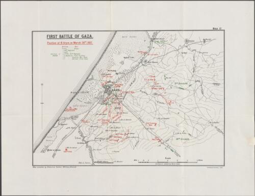 [Military operations in Egypt and Palestine]. Map 12, First battle of Gaza : position at 6.30 pm on March 26th, 1917 [cartographic material] / map compiled by Historical Section (Military Branch)