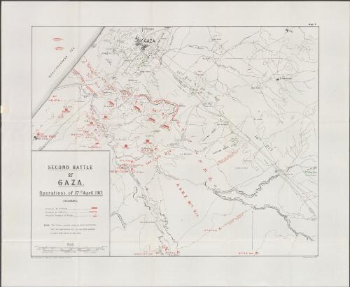 [Military operations in Egypt and Palestine]. Map 14, Second battle of Gaza : operations of 17th April, 1917 [cartographic material] / Map compiled by Historical Section (Military Branch)