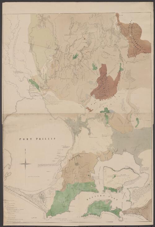 [Geological map of area around Westernport and Port Phillip Bay, Victoria] [cartographic material] / [signed] A.B.C. Selwyn Geological Surveyor for the colony of Victoria; lithographed by W. &. C. Collis