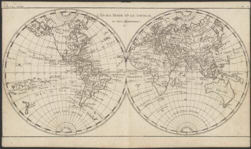L'ancien monde et le nouveau en deux hemispheres [cartographic material]