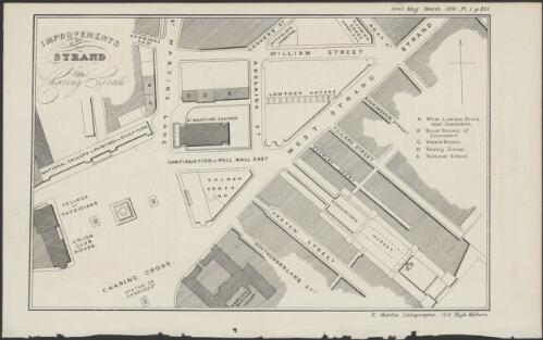 Improvements in the Strand and Charing Cross [cartographic material] / R. Martin, Lithographer, 124 High Holborn