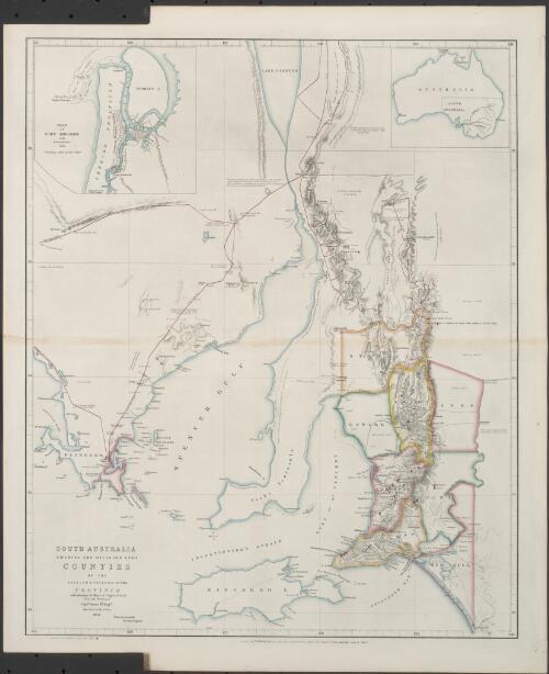 South Australia shewing the division into counties of the settled portions of the province with situation of mines of copper & lead [cartographic material] : from the survey of Captn. Frome, Rl. Engrs., Survr. Genl. of the Colony, 1844 / John Arrowsmith, 10 Soho Square