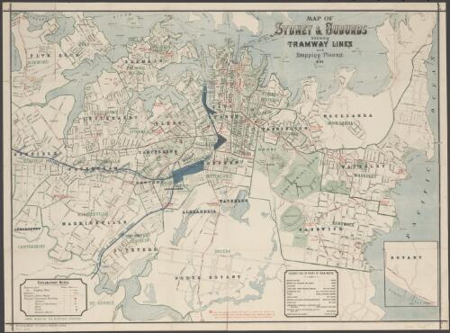 Map of Sydney & suburbs showing tramway lines and stopping places [cartographic material]