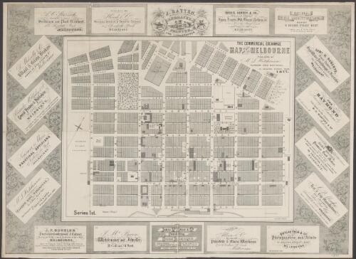 The Commercial Exchange map of the city Melbourne [cartographic material] / J. Batten, Queen St. Melbourne