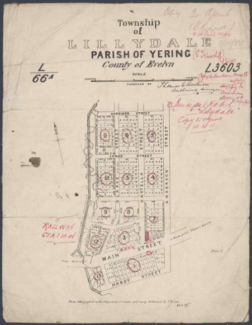 Township of Lillydale, Parish of Yering, County of Evelyn [cartographic material] / photo-lithographed at the Department of Lands and Survey Melbourne by J. Noone 26.11.75