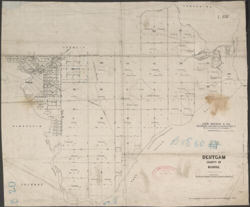 [Parish maps of Victoria]. Deutgam, County of Bourke [cartographic material] / photo-lithographed at the Department of Lands and Survey, Melbourne by J. Noone