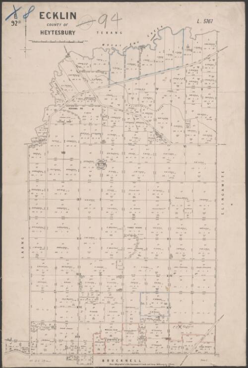 Ecklin, County of Heytesbury [cartographic material] / photo-lithographed at the Department of Lands and Survey Melbourne by J. Noone
