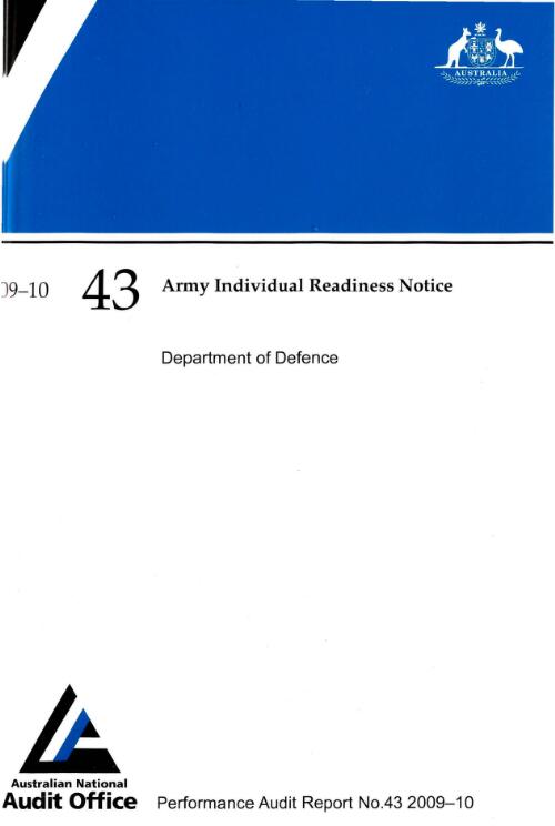 Army Individual Readiness Notice : Department of Defence / the Auditor-General